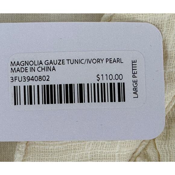 Soft Surroundings Peasant Blouse Top Crochet Sleeve Gauze Lined Boho NWT PL - Picture 7 of 9